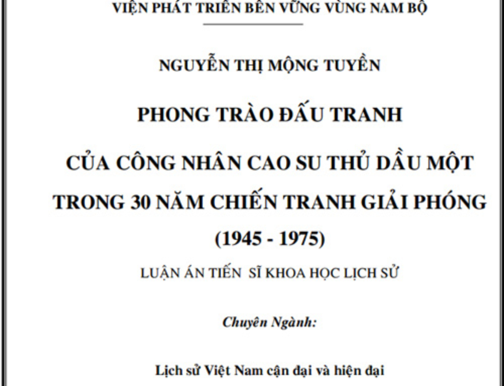 Nguyễn Thị Mộng Tuyền – Luận án tiến sĩ khoa học lịch sử